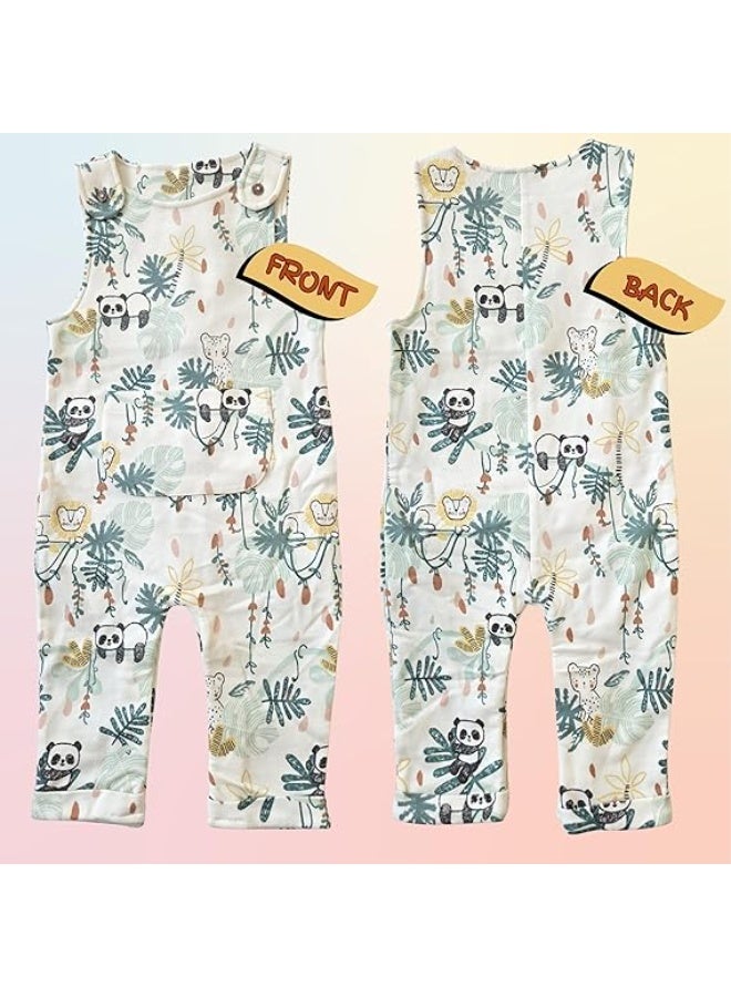 MINIIMODZ MINII MODZ Panda Romper Jumpsuit for Baby Girls | Sleeveless Strap Outfit with Pocket | Adorable Onesie | Baby Girls One-Piece Rompers, Footies & Jumpsuits - Image 3